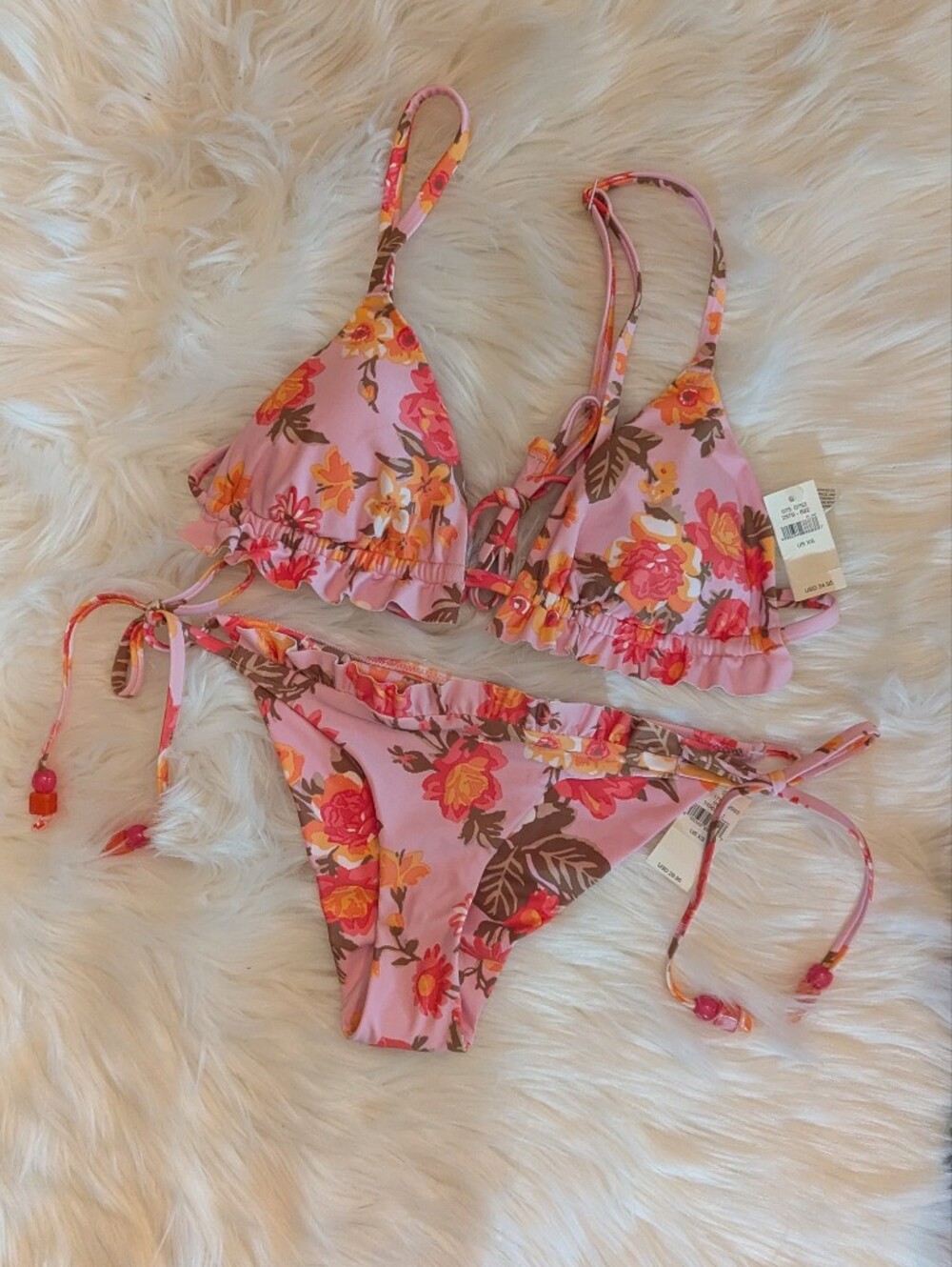 Aerie Pink Floral Bikini Top And Bikini Bottom XS NWT